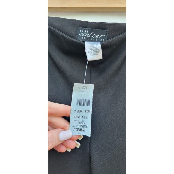 Vintage 90s Cache Pants 6 Brown Contour Collection Wide Leg Stretch Dead Stock - Picture 3 of 6